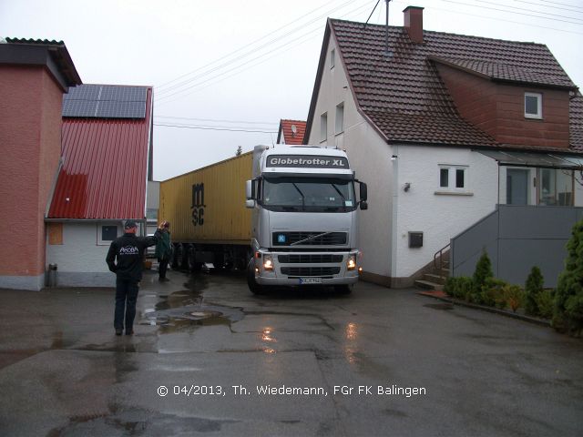 Ankunft des Containers in Balingen-Weilstetten