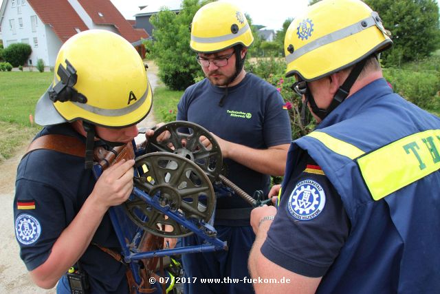 Aufnehmen von Feldkabel mit der Rückentrage 