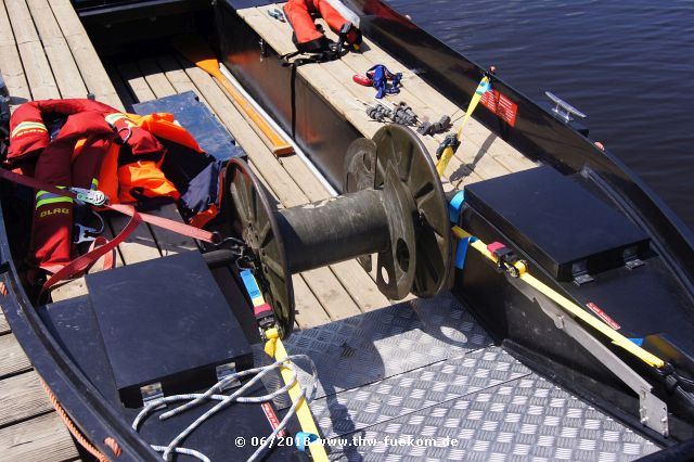 Kabeltrommel leer auf dem DLRG Boot