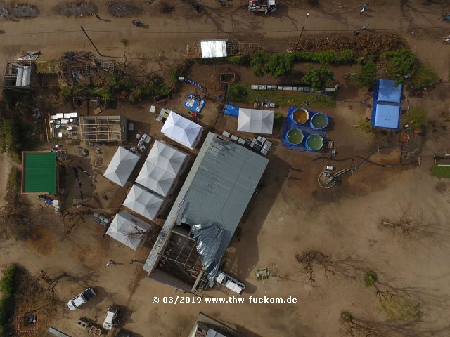 Luftbildaufnahme der Base of Operations in Nhangau/Mosambik