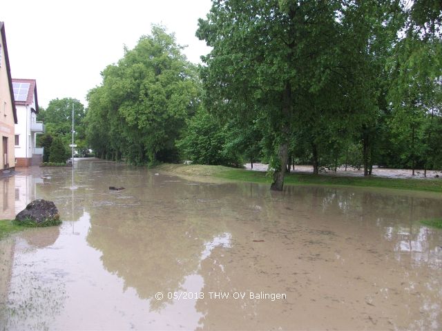 Die Eyach trat in Balingen massiv über die Ufer