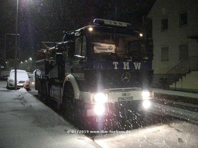 Abfahrt in Rottweil bei Schneefall