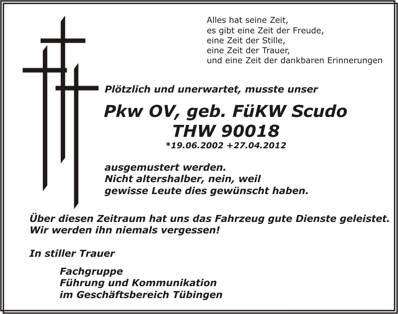 Todesanzeige Scudo 2012